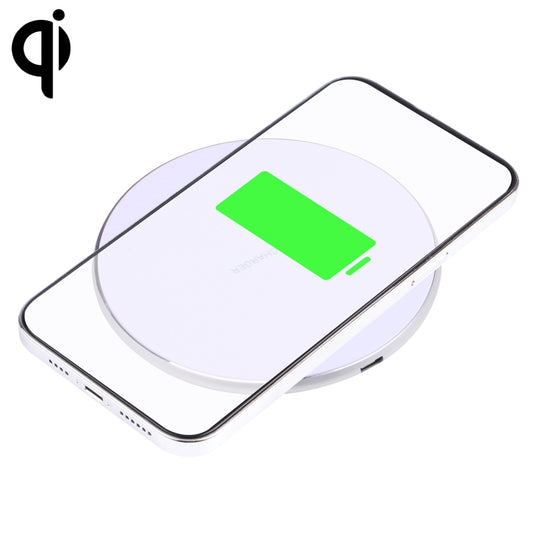 10W QI Plaid Pattern Round Metal Wireless Charger (White) - Apple Accessories by buy2fix | Online Shopping UK | buy2fix