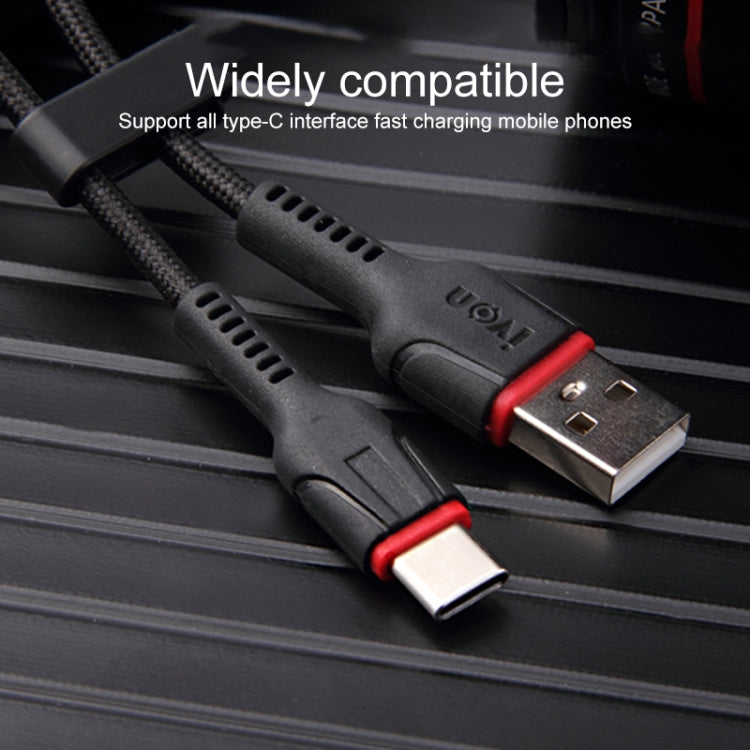 IVON CA81 Type-C / USB-C Fast Charging Data Cable, Length: 33cm (Red) - USB-C & Type-C Cable by IVON | Online Shopping UK | buy2fix