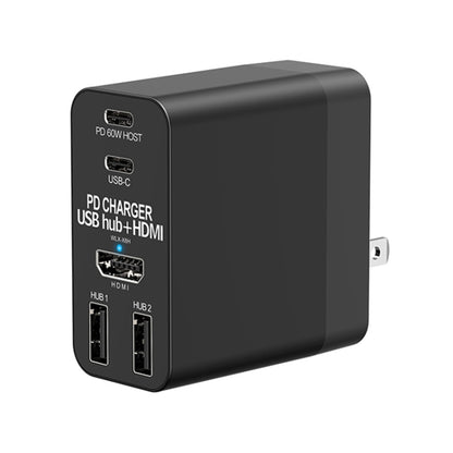 X8H 60W Type-C + USB + HDMI HUB PD Charger, US Plug - Multifunction Charger by buy2fix | Online Shopping UK | buy2fix