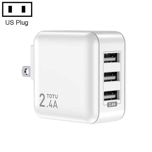 TOTUDESIGN CACA-023 Sharp Series 2.4A Three USB Travel Charger Power Adapter, US Plug (White) - Apple Accessories by TOTUDESIGN | Online Shopping UK | buy2fix