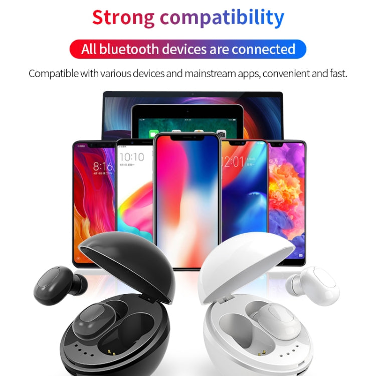 A10 TWS Space Capsule Shape Wireless Bluetooth Earphone with Magnetic Charging Box & Lanyard, Support HD Call & Automatic Pairing Bluetooth(Black White) - TWS Earphone by buy2fix | Online Shopping UK | buy2fix