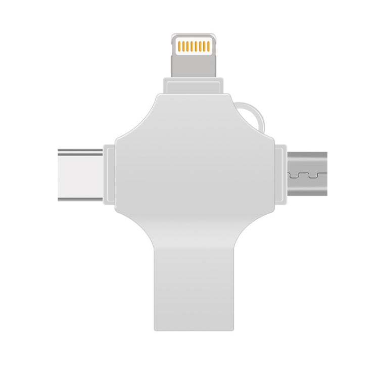 Cross 4 in 1 128GB 8 Pin + Micro USB + USB-C / Type-C + USB 3.0 Metal Flash Disk(Silver) - USB Flash Drives by buy2fix | Online Shopping UK | buy2fix