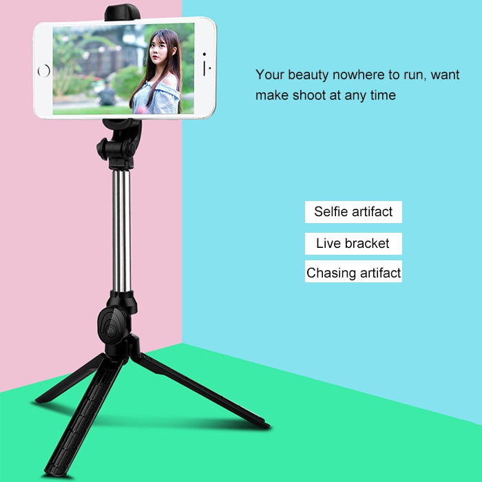XT10 Multi-function Mobile Live Broadcast Bluetooth Self-timer Pole Tripod (Pink) - Consumer Electronics by buy2fix | Online Shopping UK | buy2fix