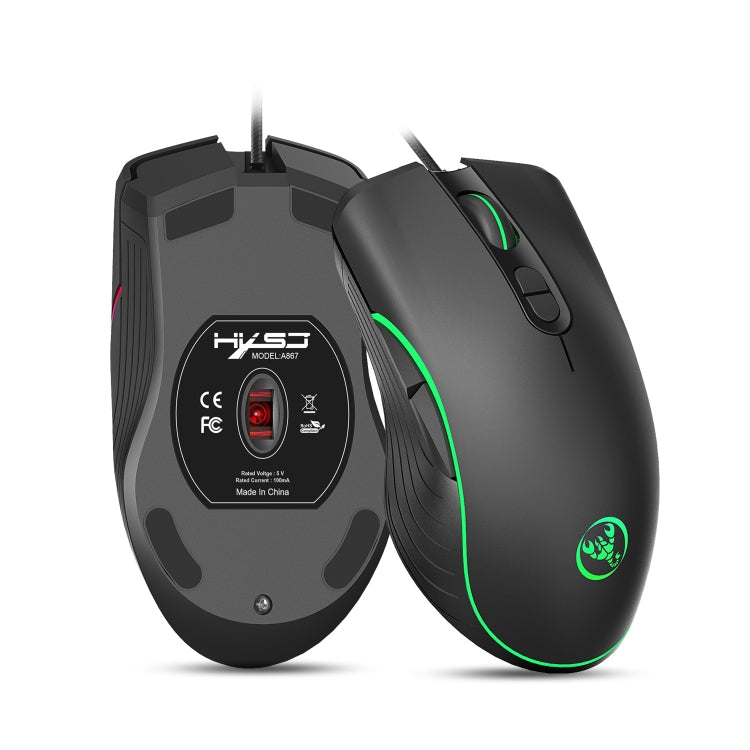 HXSJ A867 USB 6400DPI Four-speed Adjustable RGB Illuminate Wired E-sport Gaming Mouse, Length: 1.5m - Wired Mice by HXSJ | Online Shopping UK | buy2fix