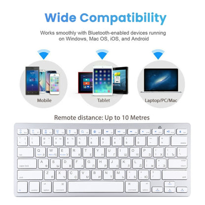 WB-8022 Ultra-thin Wireless Bluetooth Keyboard for iPad, Samsung, Huawei, Xiaomi, Tablet PCs or Smartphones, Russian Keys(Silver) - Computer & Networking by buy2fix | Online Shopping UK | buy2fix