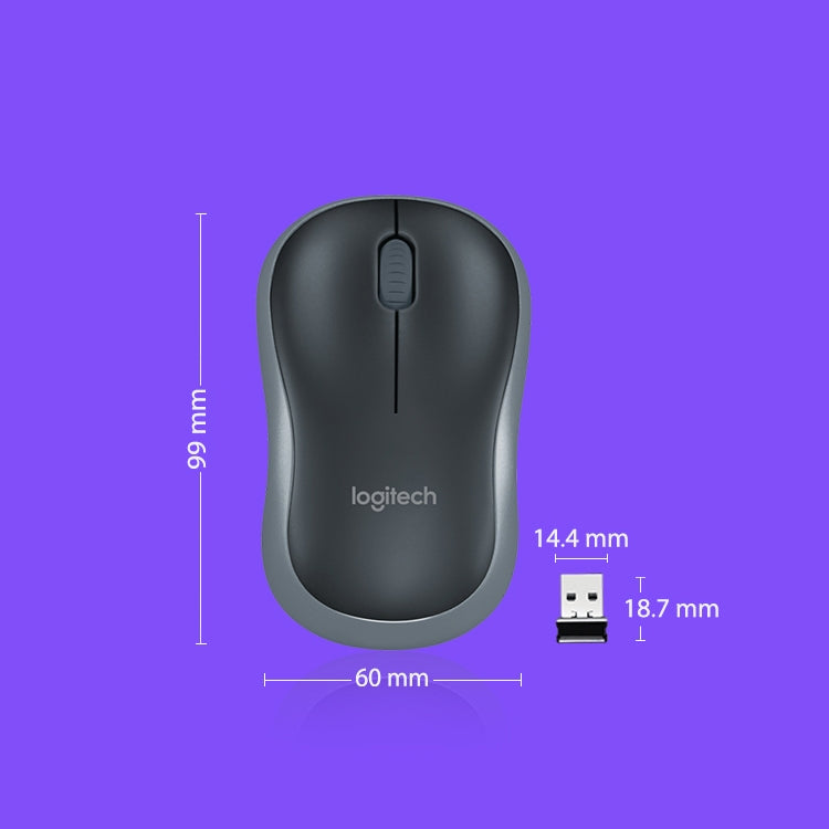 Logitech M186 Wireless Mouse Office Power Saving USB Laptop Desktop Computer Universal(Black Grey) - Wireless Mice by Logitech | Online Shopping UK | buy2fix