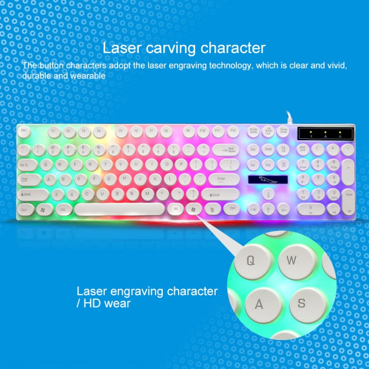 Chasing Leopard G21 USB 104-keys Waterproof Floating Round Punk Keycap Colorful Backlight Mechanical Feel Wired Keyboard, Length: 1.3m(White) - Wired Keyboard by buy2fix | Online Shopping UK | buy2fix