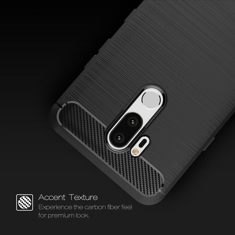 For LG G7 ThinQ Brushed Texture Carbon Fiber Shockproof TPU Protective Back Case (Black) - Mobile Accessories by buy2fix | Online Shopping UK | buy2fix