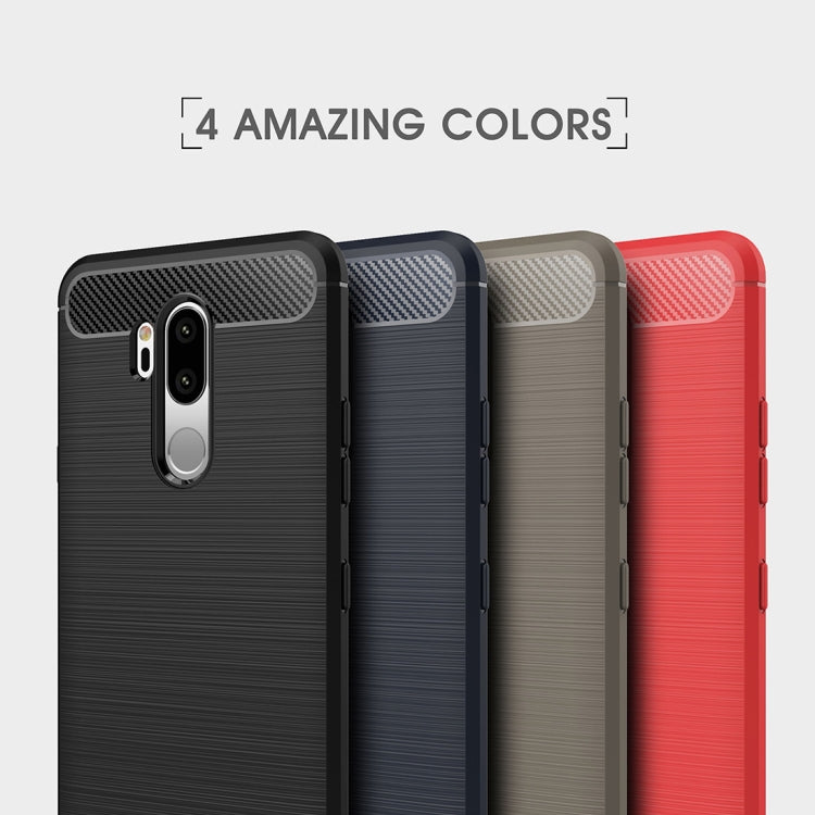For LG G7 ThinQ Brushed Texture Carbon Fiber Shockproof TPU Protective Back Case (Red) - LG by buy2fix | Online Shopping UK | buy2fix