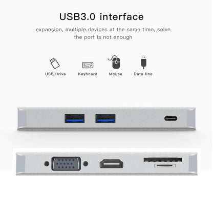 8 in 1 Hub Type-C HUB+ USB-C / Type-C to USB-C / Type-C & HDMI & SD & TF & 2 USB & VGA & Rj45 Adapter - Audio Adapter by buy2fix | Online Shopping UK | buy2fix