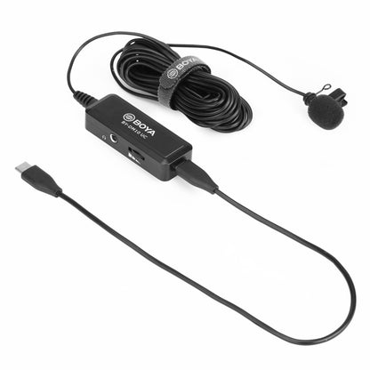 BOYA BY-DM10 UC USB-C / Type-C Plug Broadcast Lavalier Microphone with Windscreen, Cable Length: 6m (Black) - Consumer Electronics by BOYA | Online Shopping UK | buy2fix