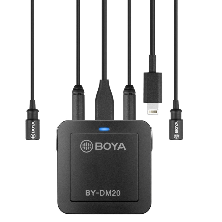 BOYA BY-DM20 Dual-Channel Recording Lavalier Microphone for iPhone / Android(Type-C) / Laptop(Black) - Consumer Electronics by BOYA | Online Shopping UK | buy2fix