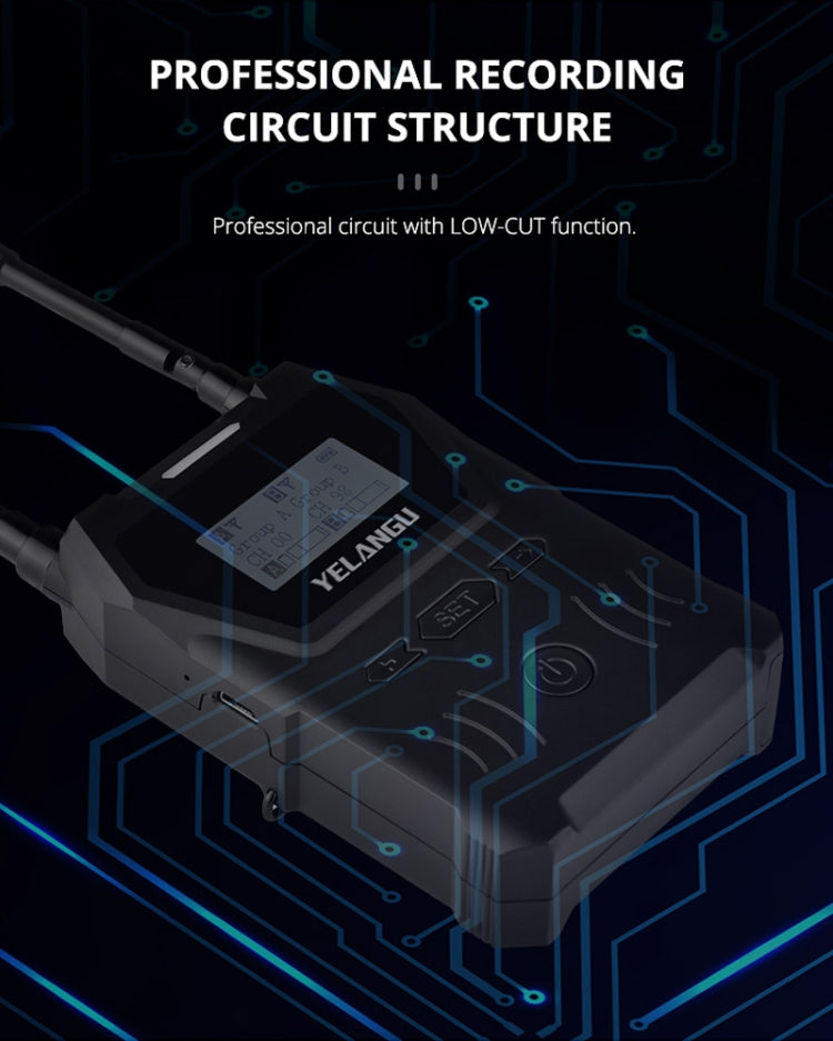 YELANGU YLG9929C MX4 Dual-Channel 100CH UHF Wireless Microphone System with Transmitter and Receiver for DSLR Cameras and Video Cameras(Black) - Consumer Electronics by YELANGU | Online Shopping UK | buy2fix