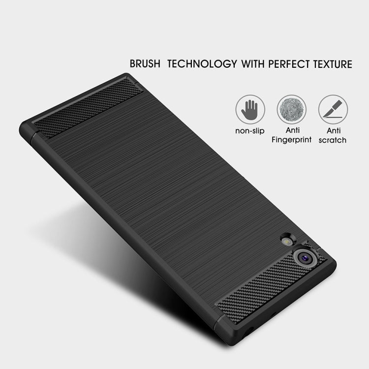 For Sony Xperia XA1 Ultra Brushed Texture Carbon Fiber Shockproof TPU Rugged Armor Protective Case(Black) - Mobile Accessories by buy2fix | Online Shopping UK | buy2fix