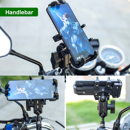 U-shaped Bolt Ball-Head Motorcycle Handlebar Multi-function Eight-jaw Aluminum Phone Navigation Holder Bracket with Anti-theft Knobs - Holder by buy2fix | Online Shopping UK | buy2fix