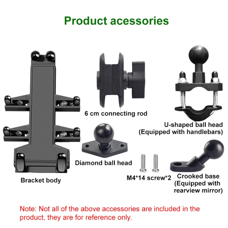 U-shaped Bolt Ball-Head Motorcycle Handlebar Multi-function Eight-jaw Aluminum Phone Navigation Holder Bracket with Anti-theft Knobs - Holder by buy2fix | Online Shopping UK | buy2fix