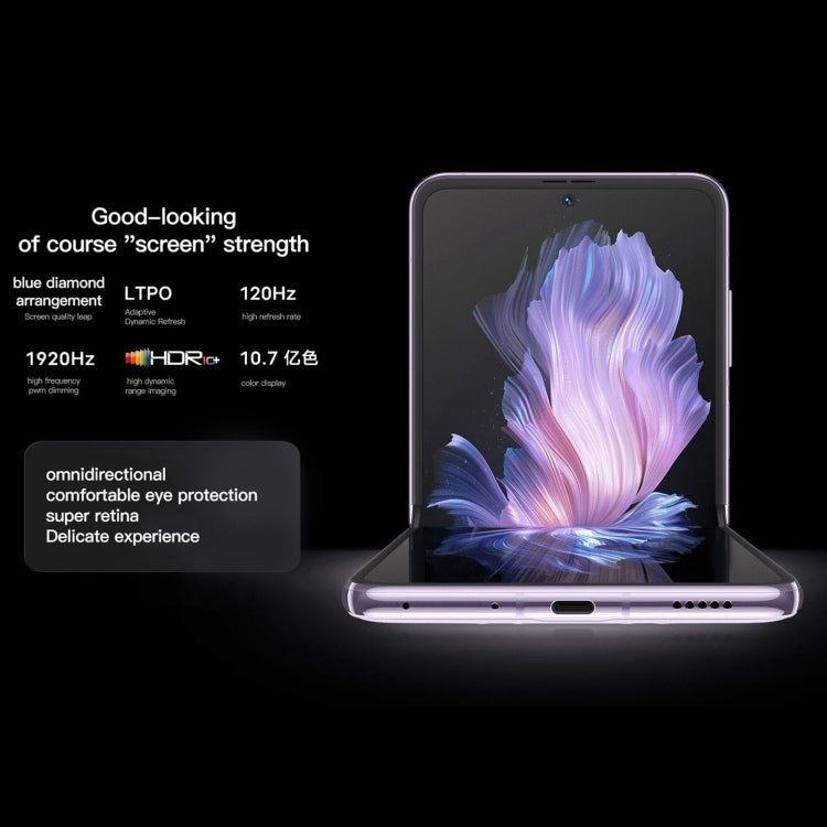 vivo X Flip 5G, 50MP Camera, 12GB+512GB, Dual Back Cameras, Side Fingerprint Identification, 4400mAh Battery, 6.74 inch + 3.0 inch Android 13.0 OriginOS 3 Qualcomm Snapdragon 8+ Gen1 Octa Core up to 3.0GHz, NFC, OTG, Network: 5G (Purple) - vivo by vivo | Online Shopping UK | buy2fix