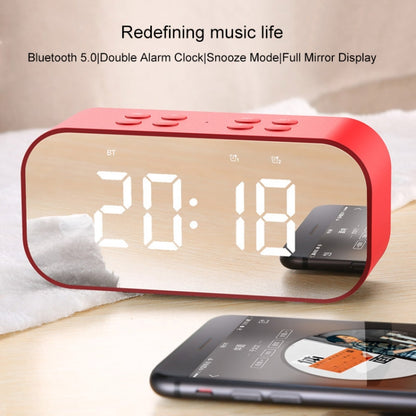 AEC BT501 Bluetooth 5.0 Mini Speaker with LED & Alarm Clock & Clock & Mirror, Support 32G TF Card(Red) - Mini Speaker by AEC | Online Shopping UK | buy2fix