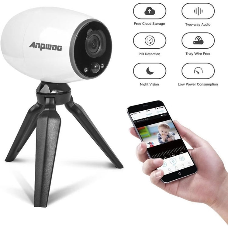 Anpwoo Cannon 1.3MP 960P 1/3 inch CMOS HD WiFi IP Camera With Tripod Holder, Support Motion Detection / Night Vision(White) - Security by Anpwoo | Online Shopping UK | buy2fix
