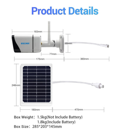 ESCAM QF120 1080P IP66 Waterproof WiFi IP Camera with Solar Panel, Support Night Vision & Motion Detection & Two Way Audio & TF Card - Security by ESCAM | Online Shopping UK | buy2fix