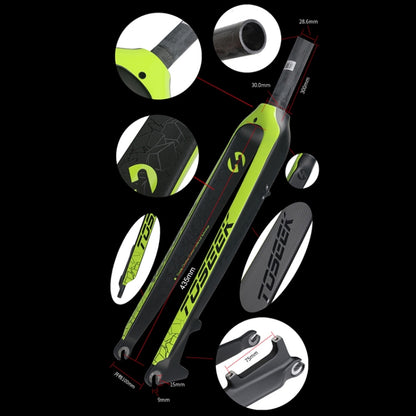 TOSEEK Ultra Light 29 Inch 435mm Mountain Bike Full Carbon Front Fork Straight Head Tube Disc Brake(Black) - Outdoor & Sports by TOSEEK | Online Shopping UK | buy2fix