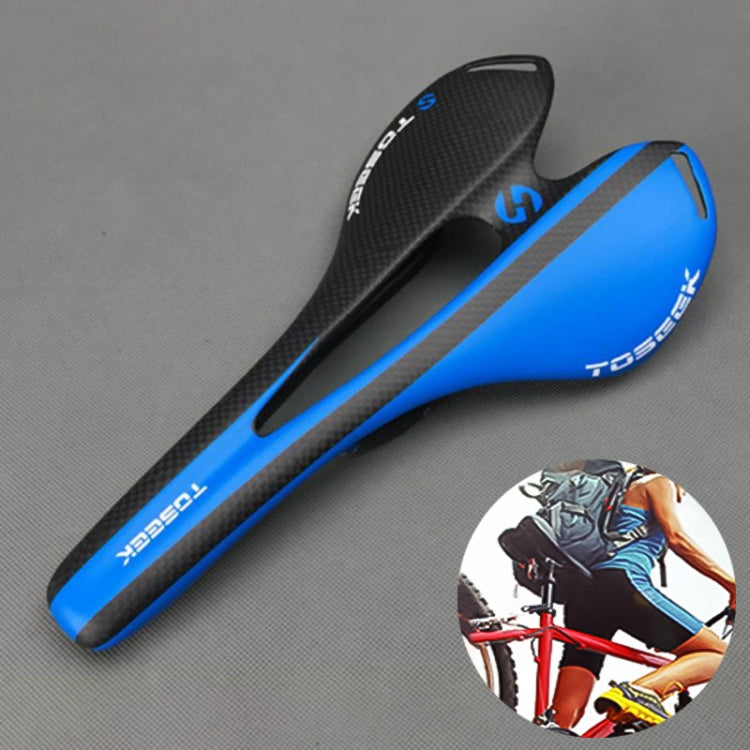 TOSEEK Road Bike Carbon Fiber Seat Bicycle Hollow Seat Saddle, 3K Texture + Extinction(Blue) - Bicycle Saddle by TOSEEK | Online Shopping UK | buy2fix