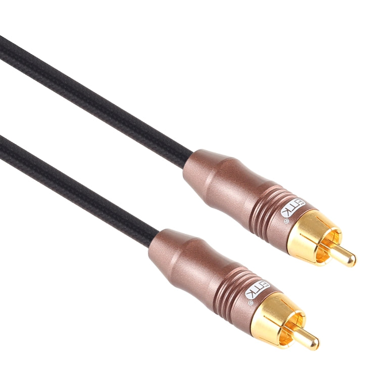 EMK 8mm RCA Male to 6mm RCA Male Gold-plated Plug Cotton Braided Audio Coaxial Cable for Speaker Amplifier Mixer, Length: 2m(Black) - Consumer Electronics by EMK | Online Shopping UK | buy2fix