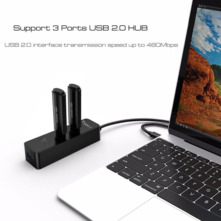 2 in 1 USB 3.1 USB-C / Type-C to USB 2.0 COMBO 3 Ports HUB + TF Card Reader(Black) - Computer & Networking by buy2fix | Online Shopping UK | buy2fix