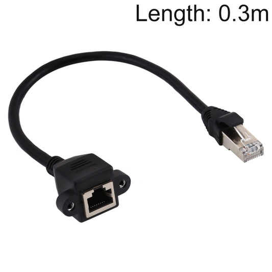 RJ45 Female to Male CAT6E Network Panel Mount Screw Lock Extension Cable, Length: 0.3m - Lan Cable and Tools by buy2fix | Online Shopping UK | buy2fix