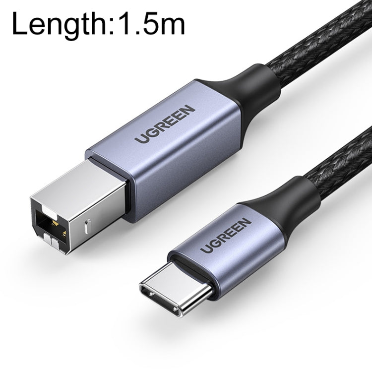 Ugreen Type-C / USB-C to Type-B Printer Nylon Braid Connect Data Cable, Length: 1.5m - USB Cable by UGREEN | Online Shopping UK | buy2fix