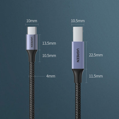 Ugreen Type-C / USB-C to Type-B Printer Nylon Braid Connect Data Cable, Length: 1.5m - USB Cable by UGREEN | Online Shopping UK | buy2fix