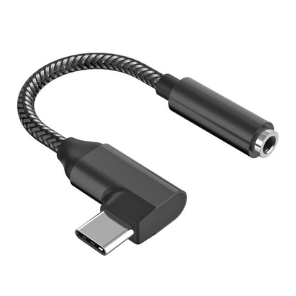 TA14 USB-C / Type-C Male to 3.5mm Audio Female Elbow Earphone Adapter (Black) - Type-C Adapter by buy2fix | Online Shopping UK | buy2fix