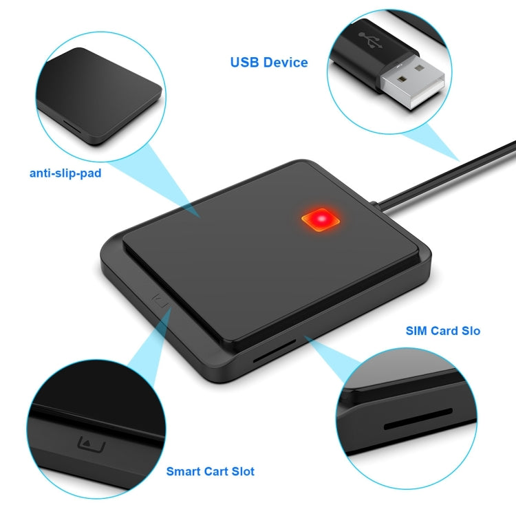 Rocketek CR317 USB 2.0 SIM  / ID / CAC Smart Card 2 in 1 Card Reader (Black) -  by ROCKETEK | Online Shopping UK | buy2fix