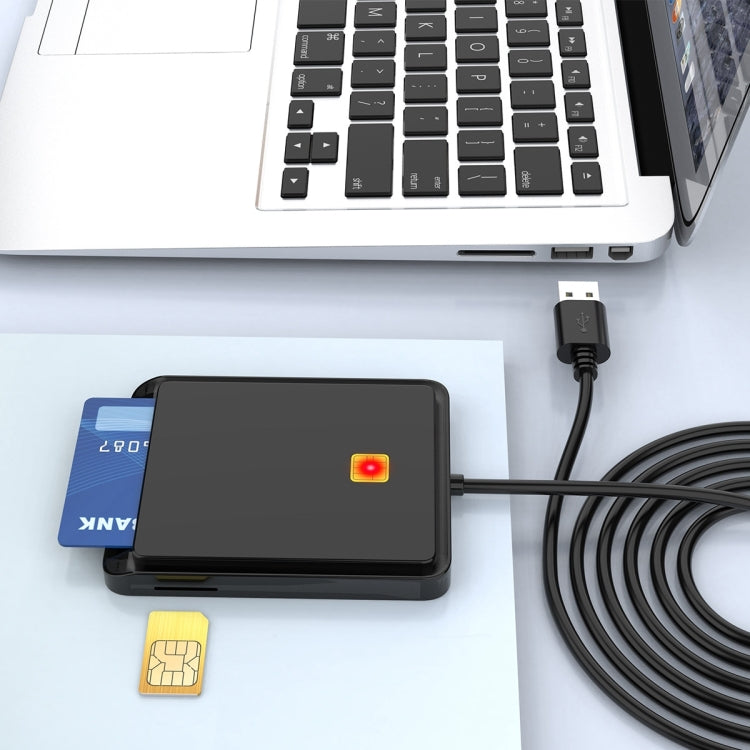Rocketek CR317 USB 2.0 SIM  / ID / CAC Smart Card 2 in 1 Card Reader (Black) -  by ROCKETEK | Online Shopping UK | buy2fix