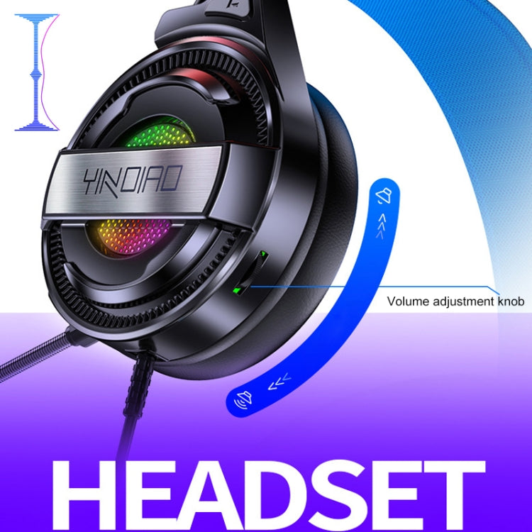 YINDIAO Q3 USB Wired E-sports Gaming Headset with Mic & RGB Light, Cable Length: 1.67m (Black) - Multimedia Headset by YINDIAO | Online Shopping UK | buy2fix