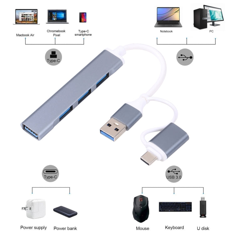 A-806 5 in 1 USB 3.0 and Type-C / USB-C to USB 3.0 HUB Adapter - Computer & Networking by buy2fix | Online Shopping UK | buy2fix