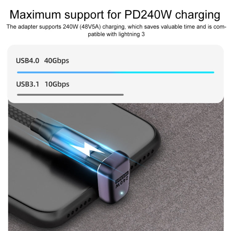 240W USB-C/Type-C Female to USB-C/Type-C Male 40Gbps Straight Adapter with Light - Computer & Networking by buy2fix | Online Shopping UK | buy2fix