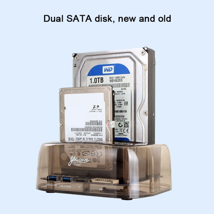 2.5 / 3.5 inch USB3.0 Dual SATA HDD Enclosure with HUB & OTB Function, The Maximum Support Capacity: 16TB - HDD Enclosure by buy2fix | Online Shopping UK | buy2fix