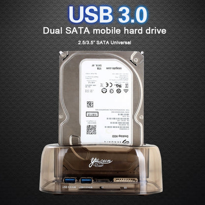 2.5 / 3.5 inch USB3.0 Dual SATA HDD Enclosure with HUB & OTB Function, The Maximum Support Capacity: 16TB - HDD Enclosure by buy2fix | Online Shopping UK | buy2fix