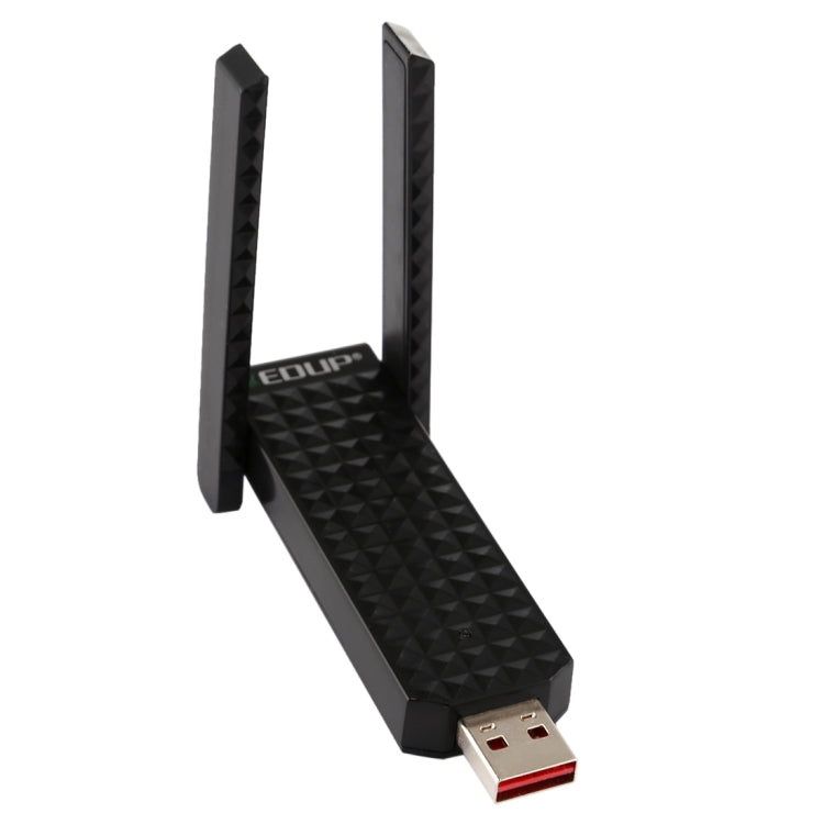 EDUP EP-AC1625 600Mbps 2.4G / 5.8GHz Dual Band Wireless 11AC USB 2.0 Adapter Network Card with 2 Antennas for Laptop / PC(Black) -  by EDUP | Online Shopping UK | buy2fix