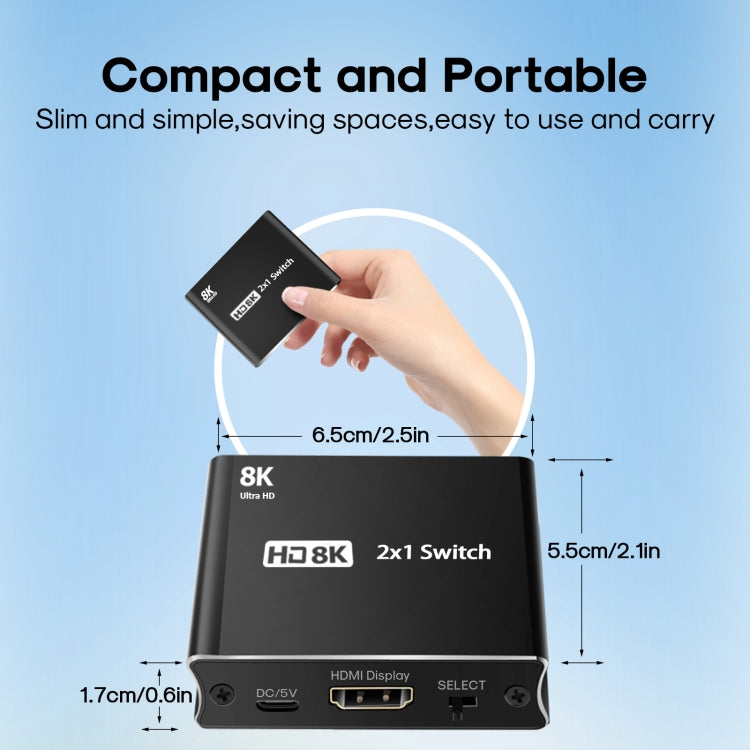 NK-W80 8K UHD HDMI 2X1 One-way Switch - Switch by buy2fix | Online Shopping UK | buy2fix