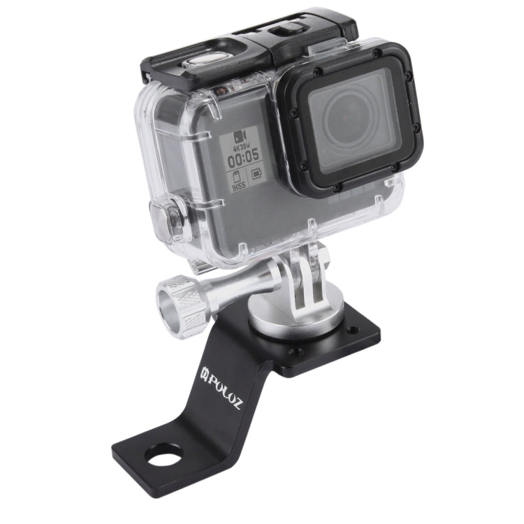 PULUZ Aluminum Alloy Motorcycle Fixed Holder Mount with Tripod Adapter & Screw for GoPro, Insta360, DJI and Other Action Cameras(Silver) - Holder by PULUZ | Online Shopping UK | buy2fix