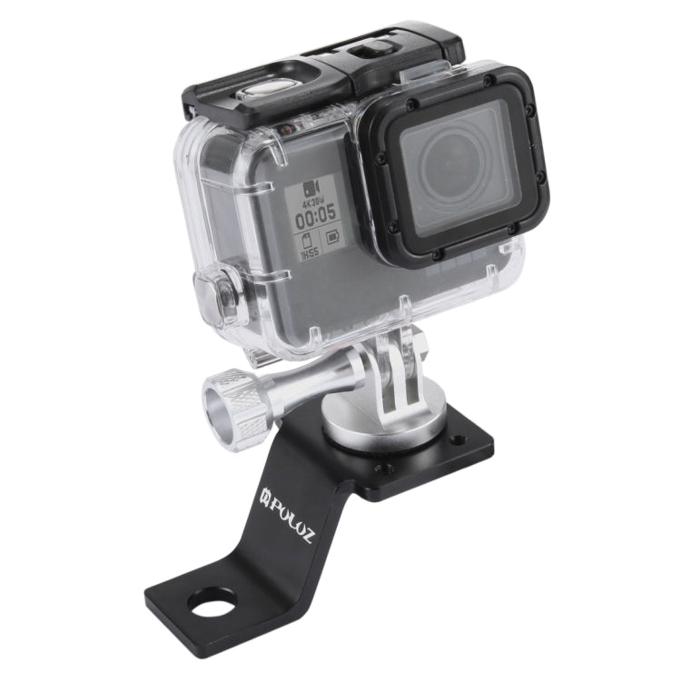 PULUZ Aluminum Alloy Motorcycle Fixed Holder Mount with Tripod Adapter & Screw for GoPro, Insta360, DJI and Other Action Cameras(Silver) - Holder by PULUZ | Online Shopping UK | buy2fix