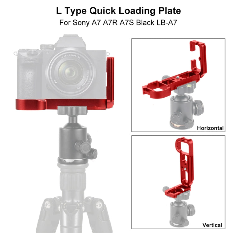 PULUZ 1/4 inch Vertical Shoot Quick Release L Plate Bracket Base Holder for Sony A7R / A7 / A7S(Red) - L-Bracket by PULUZ | Online Shopping UK | buy2fix