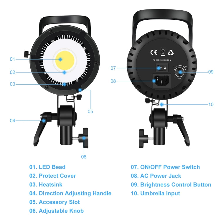 PULUZ 150W Studio Video Light 5600K Monochromatic Temperature Built-in Dissipate Heat System with Remote Control(EU Plug) - Camera Accessories by PULUZ | Online Shopping UK | buy2fix