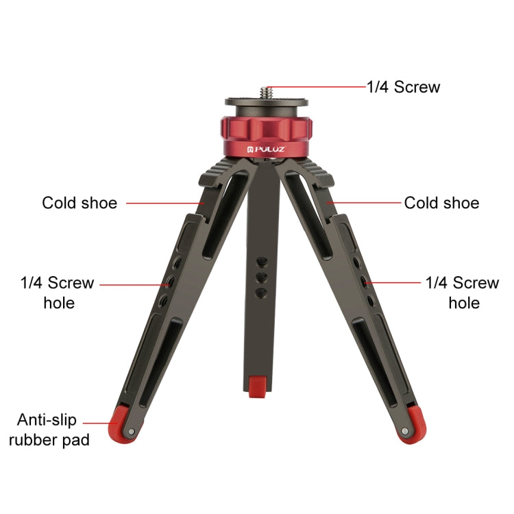 PULUZ Desktop Vlogging Live Tripod Holder with Cold Shoe Bases for DSLR & Digital Cameras, Adjustable Height: 7.5-14.5cm - Tripods by PULUZ | Online Shopping UK | buy2fix