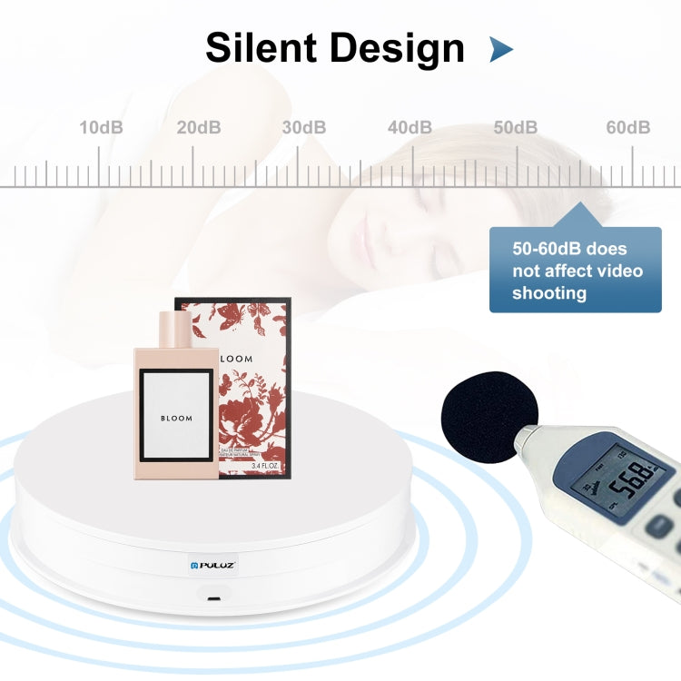 PULUZ 30cm Adjusting Speed Rotating Turntable Display Stand, Load 10-15kg, EU Plug(White) - Camera Accessories by PULUZ | Online Shopping UK | buy2fix