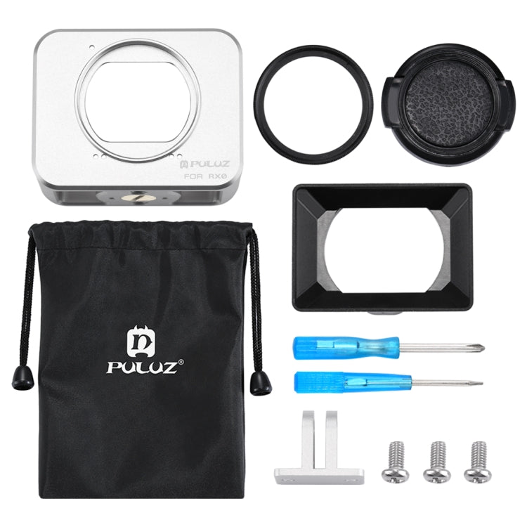 PULUZ for Sony RX0 Aluminum Alloy Protective Cage + 37mm UV Filter Lens + Lens Sunshade with Screws and Screwdrivers(Silver) - DJI & GoPro Accessories by PULUZ | Online Shopping UK | buy2fix
