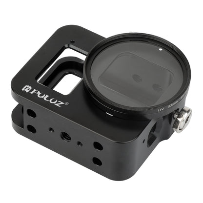 PULUZ Housing Shell CNC Aluminum Alloy Protective Cage with Insurance Frame & 52mm UV Lens for GoPro HERO8 Black(Black) - Metal Cases by PULUZ | Online Shopping UK | buy2fix