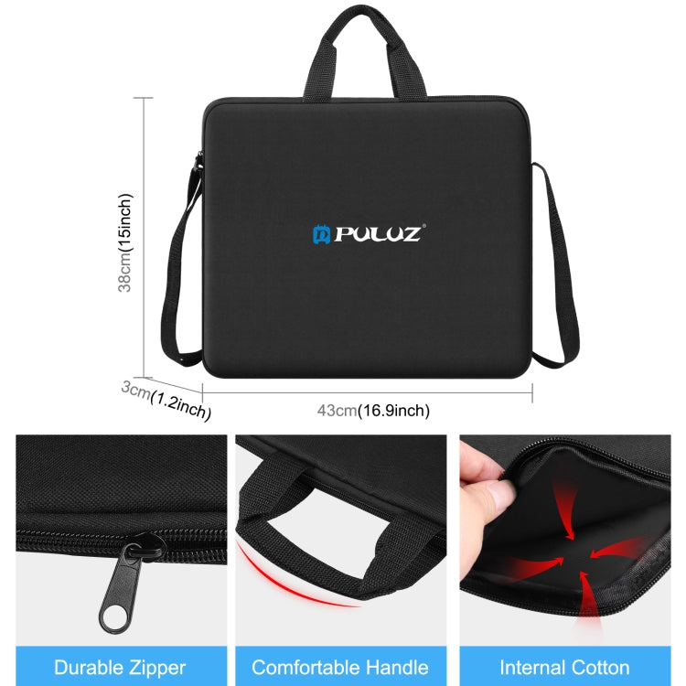 PULUZ 14 inch Ring LED Lights Portable Zipper Storage Bag Shoulder Handbags, Size: 43cm x 38cm x 3cm (Black) - Strap Satchel by PULUZ | Online Shopping UK | buy2fix